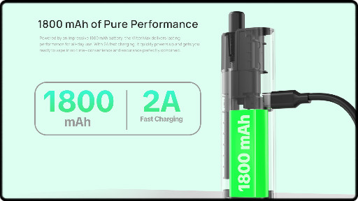 Une autonomie de 1800mAh